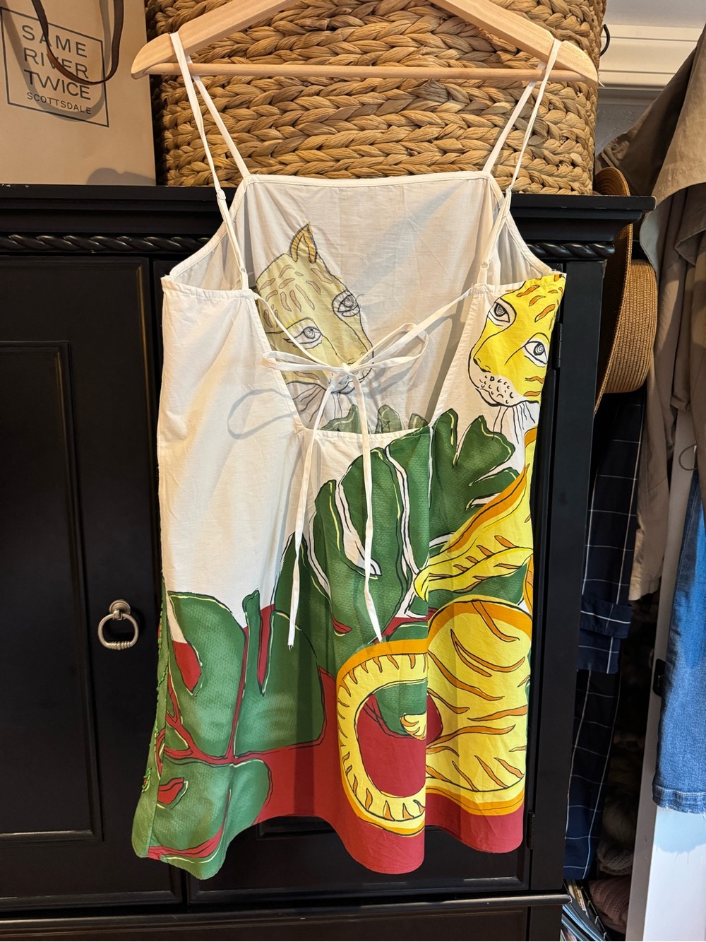 Anthropologie Mini Dress with Yellow Tiger & Green Leaves and intricate beading - Picture 4 of 9